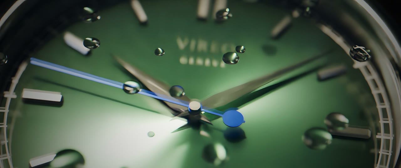 Rain on the frozen green sunray dial